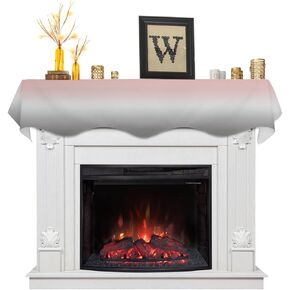Sage Green Mantle Scarf for Fireplace, Aesthetic Ombre Green Geometric Fireplace Cover Decorations Indoor Abstract Beach Mantel Top Scarf Runner for Home Living Room Holiday Party, 17 x 70 Inch