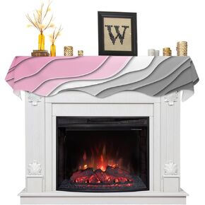 Sage Green Mantle Scarf for Fireplace, Aesthetic Ombre Green Geometric Fireplace Cover Decorations Indoor Abstract Beach Mantel Top Scarf Runner for Home Living Room Holiday Party, 17 x 70 Inch