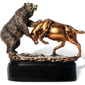 MEPERPER Bull and Bear Statue, Wall Street Bull Statue, Stock Broker Gifts, Bulls and Bears Statue