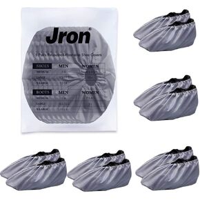 Jron 5 Pairs Premium Reusable Washable Shoe Cover Boot Covers for Contractors (5 Pairs | US 12-14 For Shoes/US 11-13 For Boots, Black)