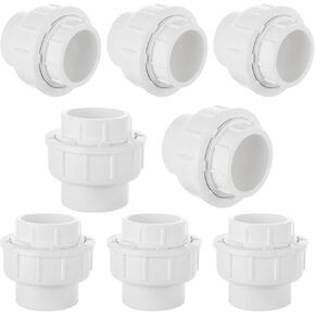 4PCS PVC Union 2 Inch PVC Union Coupling Pipe Fitting Adapter PVC Slip Union, EPDM O-Ring, Socket to Socket, White