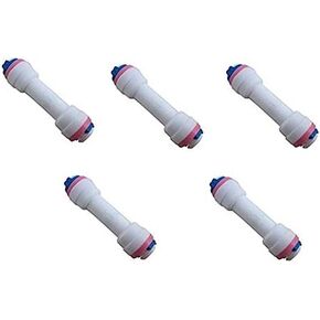 Lemoy 1/4" Tube Push Fit Straight Quick Connect Check Valve for RO Water Reverse Osmosis System (Pack of 5) (5 pack+2 ball valve)