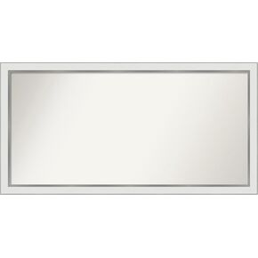 Amanti Art Custom Mirror, Eva White Silver Narrow Bathroom Mirror, Wall Mirror or Bathroom Vanity Mirror Over Sink (23.25 x 33.25 in.) Non-Beveled Mirror, White Mirror, Modern Mirror from WI, USA