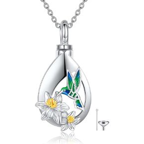 925 Sterling Silver Cremation Jewelry Hummingbird/Paw Urn Necklace for Ashes Ashes Jewelry Gift for Women