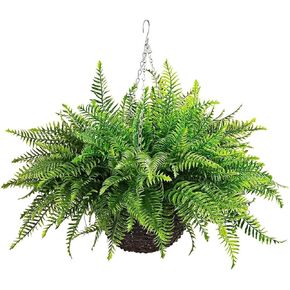 QIANYUN 2PCS Fake Hanging Plant- 31in Artificial Geraniums for Outdoors UV Resistant for Bedroom Living Room Garden Decor- Including Hanging Planters(Red)