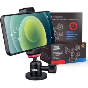 ULIBERMAGNET Magnetic Action Camera Mount,Solid Aluminum Magnetic Mount Tripod with Mini Ball Head,Strong Rubber Coated Magnet with 1/4’’-20 Male Thread Stud for Mobile Camera,GoPro,Security Camera