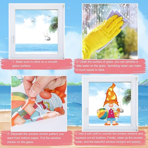 Whaline 9 Sheets Spring Gnome Flower Window Clings Watercolor Floral Butterfly Birds Window Stickers Easter Colorful Reusable Static Window Decals for Home School Party Decor Supplies in Saudi Arabia