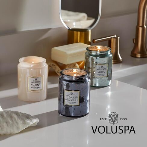 Voluspa Blond Tabac Candle | Small Glass Jar | 5.5 Oz. | 50 Hour Burn Time | Hand-Poured Coconut Wax + All Natural Wicks for a Clean Burn | Vegan | Poured in The USA in Saudi Arabia