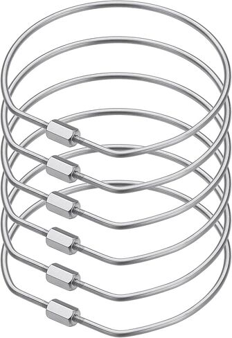 مجموعة من 6 حلقات مفاتيح قفل مترابطة من CrocSee (قطر 2.5 بوصة)، منظم حلقة سلسلة مفاتيح من الفولاذ المقاوم للصدأ مع قفل لولبي، حامل حلقة مفاتيح عالي التحمل in Kuwait