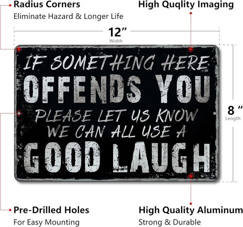 Yniaun Decor Funny Man cave Decor Vintage Sarcasm Metal Tin Signs for Home Bar Wall Decor Gifts 12 x 8 Inches Outdoor & Indoor Warning Dose Not Play Well with Liberals in Saudi Arabia
