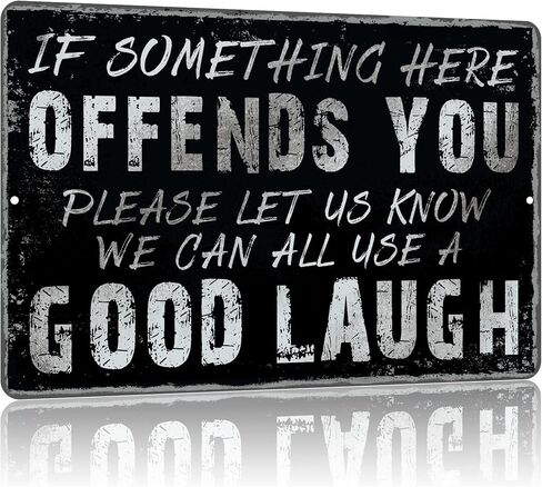 Yniaun Decor Funny Man cave Decor Vintage Sarcasm Metal Tin Signs for Home Bar Wall Decor Gifts 12 x 8 Inches Outdoor & Indoor Warning Dose Not Play Well with Liberals in Saudi Arabia