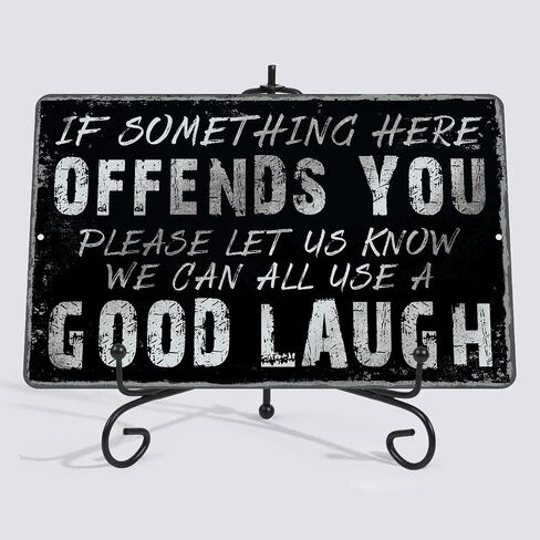 Yniaun Decor Funny Man cave Decor Vintage Sarcasm Metal Tin Signs for Home Bar Wall Decor Gifts 12 x 8 Inches Outdoor & Indoor Warning Dose Not Play Well with Liberals in Saudi Arabia