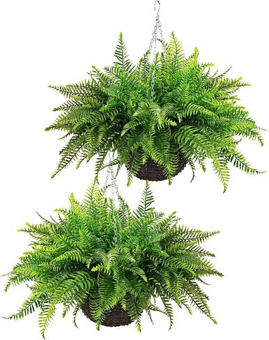 QIANYUN 2PCS Fake Hanging Plant- 31in Artificial Geraniums for Outdoors UV Resistant for Bedroom Living Room Garden Decor- Including Hanging Planters(Red) in Saudi Arabia