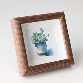 4X4 Wooden Picture Frame with 3x3 Mat, 4x4 Sqaure Picture Frame with Glass For Desktop Display