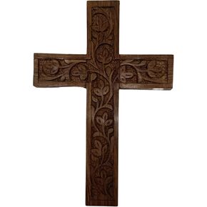 IBLAY Wall Mounted Wall Hanging Wooden Christ Cross Crucifix Catholic Rosewood Crucifix for Home, Church and Chapel Decoration (Style-1) (6 X 4)