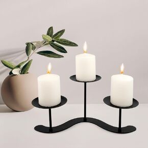 Folding Taper Candlestick Holders: Black Iron Modern Candle Holder Candlestick Holder as Centerpiece Decoration for Taper Candles