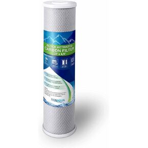 High Capacity Coconut Shell Carbon Block Water Filter 5 Micron Cartridge 4.5" x 20" for Universal Whole House System WELL-MATCHED with CB-45-2005, FC25B, FLTWH2045C02 and PRL-RCL (4 Pack)