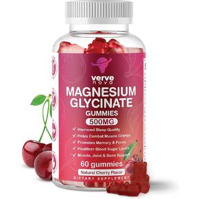 Magnesium Glycinate Gummies 500mg Magnesium Glycinate Supplements for Relaxation, Stress Relief, and Sleep for Adults - 60 Gummies (Pineapple)