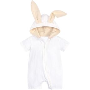 Simplee kids Baby romper Baby Girl and Boy Summer romper Newborn Clothes Toddler Short Sleeve Outfits Bunny Jumpsuit with Zipper