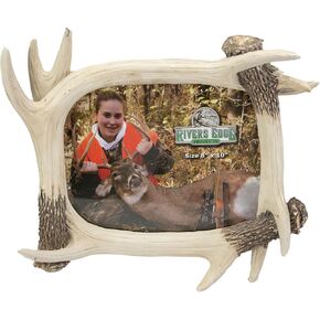 Rivers Edge Products 4x6 Picture Frame, Rustic Poly Resin Photo Frame for Hunting and Outdoors, Wall Hanging or Tabletop, Includes Glass Insert