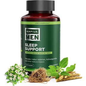 KAPIVA MEN Sleep Support Supplement with Bacopa, Indian Valerian, Ashwagandha, and Other Herbs and Vitamins, Supports Healthy Sleep Patterns, 60 Day Supply, 120 Capsules