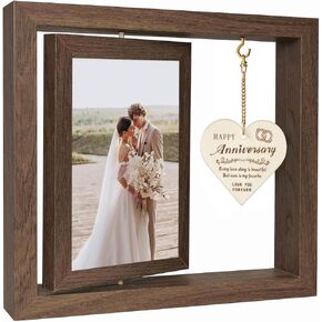 Wedding Gifts For Couples- Mr and Mrs Rotating Floating Picture Frame for 4x6 Pictures, Bridal Shower Gifts for Bride To Be, Wedding Picture Frame Bachelorette Gifts For Bride Engagement Gifts Display Two 4x6