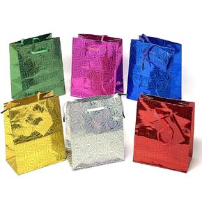 allgala 12-PC 16x12 Inch Horizontal Super Wide Vogue Hologram Gift Bags-GP50307