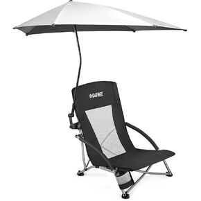 G4Free Beach Chair with UPF 50+ Adjustable Beach Umbrella, Universal Clamp Umbrella Folding Portable Backpack Camping Chair and UPF 50+ Adjustable Beach Umbrella for Adults