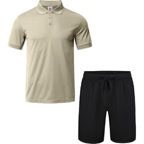 Remxi Mens Short Sets 2 Piece Outfits Polo Shirt Fashion Summer Tracksuits Casual Set Short Sleeve and Shorts Set for Men