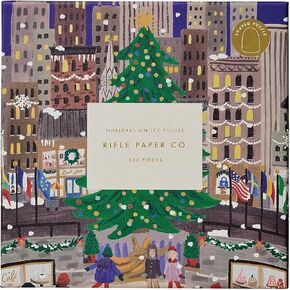 شركة RIFLE PAPER CO. لغز الصور المقطوعة المصور لرحلة الطريق الأمريكية، 500 قطعة، لون كامل، حجم اللغز النهائي 21 بوصة طول × 15 بوصة عرض، صندوق هدايا ملفوف بالورق مع لمسات من رقائق الذهب