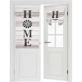 Blackout Door Curtains for Door Windows, Rustic Windmill Wood Door Window Curtains for French Glass Door, Privacy Thermal Insulated Tie Up Door Shades, Farmhouse Country Door Curtains 26x70inch