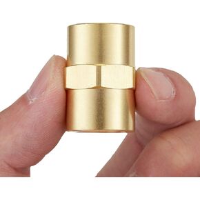 Litorange 2 Pack Metals Brass Pipe Fitting Connector Adapter Hex Coupling 3/4" NPT Female x 3/4 Inch NPT Female Air Hose Fittings