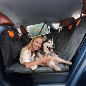 Dog Car Back Seat Cover, Pet Car Hammock for Back Seat with Adjustable Belt, Universal Fit for Cars, Trucks, SUV, Back Seat Extender for Dogs, Black