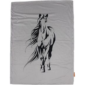 Dear Baby Gear Baby Blanket- Double Layer Blanket- Gender Neutral Baby Blankets for Girls & Boys- Nursery Blanket for Baby- Faux Quilt Soft Baby Blanket- Black Horse on Gray Print- 40x30 in Kuwait