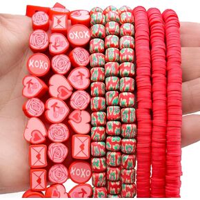100PCs Mixed Color Christmas Beads, 10mm Assorted Christmas Polymer Clay Beads Spacer Beads for Bracelet Necklace Anklet Jewelry Making DIY Crafts Accessories