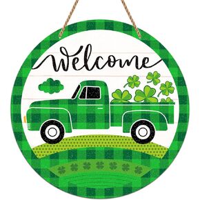 PETCEE St.Patrick's Day Decorations Sign 6"x12" Gnomes Shamrock Wreath Sign for Front Door Funny Shenanigans Begin Sign for Home Proch Saint Patrick's Day Party Spring Decorations