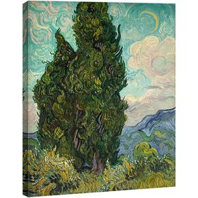 Wieco Art Cypresses by Van Gogh Large Classic Canvas Wall Art Prints Famous Oil Paintings Reproduction Green Tree Picture for Home Decorations Abstract Forest Landscape Artwork