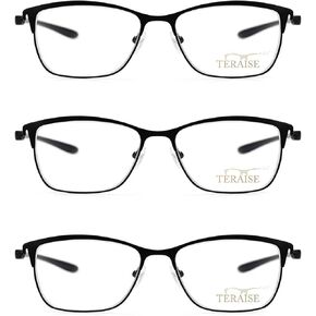 TETAISE 3-Pack Reading Glasses for Men,Ultralight Anti Blue Light Reading Glasses,Flexible Computer Reader Anti Eye Strain
