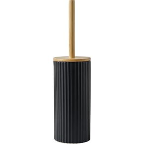 Toilet Brush, Matte Vertical Ceramic Toilet Cleaning Brush and Bracket Set, paired with Newly Upgraded Bamboo Cover, Scratch Resistant, Rust Proof, Quick Drying (White)