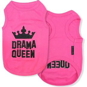 Parisian Pet Dog Cat Clothes Tee Shirts Drama Queen T-Shirt, XL