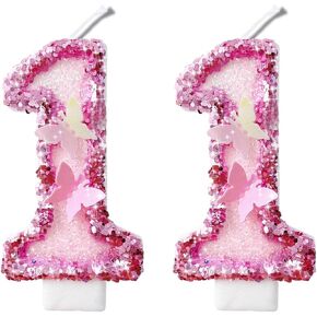 2.8" Gold Glitter Number Candles-Many Colors 11st Birthday Gifts Birthday Decorations Birthday Candles Numbers Happy Birthday Candles for Cake 2 Candle for Women for Men (Gold)