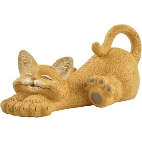 JFSM INC. Whimsical Happy Cat Grey Lounging Figurine Relaxing Yoga Decor - Happy Cat Collection - Cat Lover Gifts, Cat Paperweight, Yoga Gifts, Meditation Gifts, Namaste Gifts
