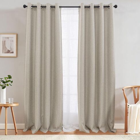 jinchan Linen Textured 70% Blackout Curtains 63 Inch Length Grey Blackout Curtains for Living Room Grommet Top Bedroom Curtains Thermal Insulated Window Drapes Gray Curtains, 2 Panels in Kuwait
