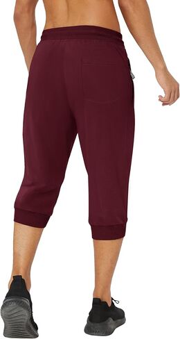 ماجنيفيت سروال رياضي قصير للرجال بخصر مطاطي للركض كاجوال كابري بورجندي, عنابي in Kuwait