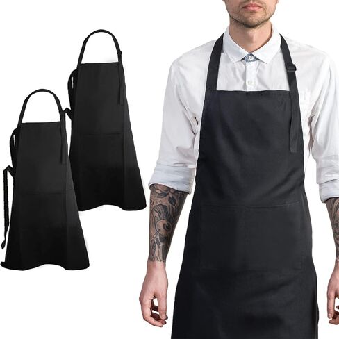 Adjustable Bib Apron, Waterproof, with 2 Pockets, Neck Strap and Extra Long Tie, Cooking Kitchen Aprons for Unisex in Saudi Arabia
