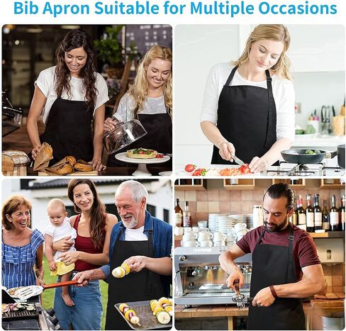 Adjustable Bib Apron, Waterproof, with 2 Pockets, Neck Strap and Extra Long Tie, Cooking Kitchen Aprons for Unisex in Saudi Arabia