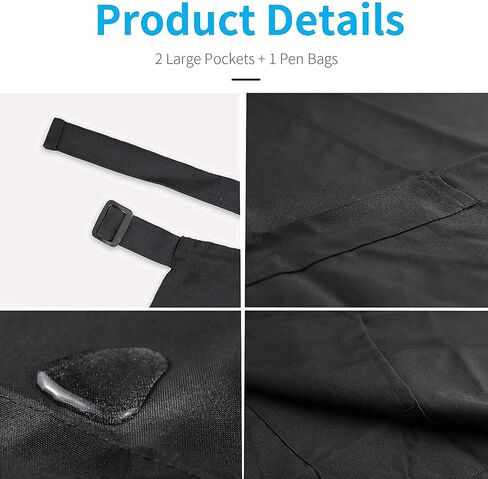 Adjustable Bib Apron, Waterproof, with 2 Pockets, Neck Strap and Extra Long Tie, Cooking Kitchen Aprons for Unisex in Saudi Arabia