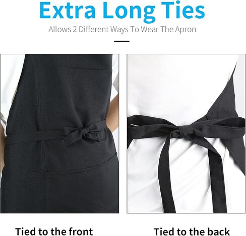 Adjustable Bib Apron, Waterproof, with 2 Pockets, Neck Strap and Extra Long Tie, Cooking Kitchen Aprons for Unisex in Saudi Arabia