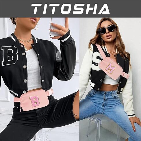 Titosha Valentine Gifts for Her Initial Fanny Pack for Girls Belt Bag with Extender Strap Mini Crossbody Bum Hip Travel Purse Graduation Gifts Trendy Beige Pouch Ivory E in Saudi Arabia
