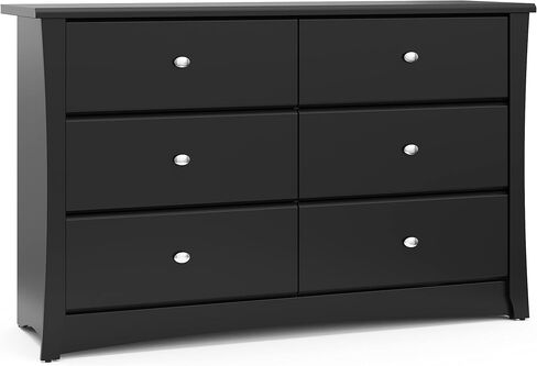 خزانة ذات 6 أدراج من Storkcraft Crescent (أسود) - معتمدة من GREENGUARD Gold، خزانة ملابس للحضانة، خزانة ذات 6 أدراج، خزانة أطفال، منظم درج خزانة الحضانة، خزانة ذات أدراج in Kuwait